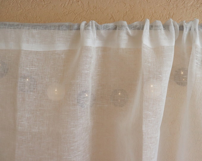 Long Linen Curtain - Sheer Linen Curtain - Transparent Linen Curtain - Natural Linen Panel - Light Privacy Window Shad- Cafe Linen Curtain