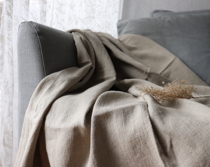 Pure Linen Blanket - Softened Linen Throw Blanket - Summer Blanket - Undyed Linen - Thick Linen Bed Cover - Beach Blanket - Bedspread - Gift