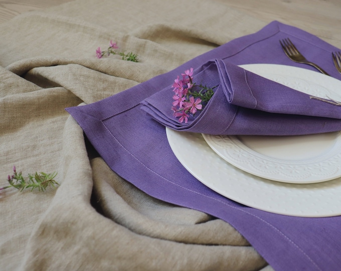 Lavender tablecloth of natural linen flax , Christmas Tableclothof organic linen, Thanksgiving tablecloth, Easter tablecloth of pure linen