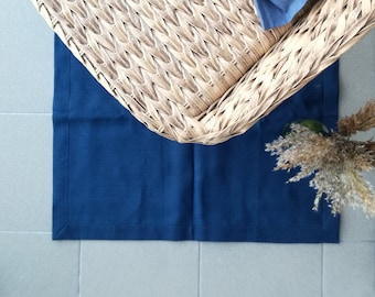 Natural Linen Mat - Organic Linen Mat - Double-layered mat - Navy Blue Linen rug - Door linen mat - Sauna mat - Linen rug - Natural yoga rug