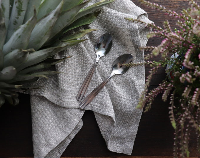 Thick Linen Towels / Set of 3 / Natural Undyed Linen Towels / Simple Rustic  Hand Face Tea Dishcloths Towels / Washed Rough Linen 