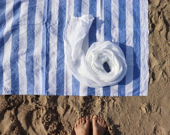 Linen Bath Sheet of Natural Flax, Linen Beach Blanket, Large Linen Towel, Striped Linen Sheet, Pure Linen Sauna Sheet, Organic Linen Towel
