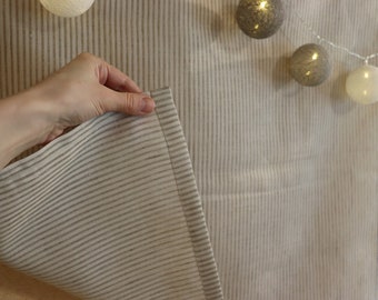 Striped Linen Curtains, Beige linen cafe curtain, Curtains with light and dark beige stripes, Custom linen curtains, Classic home decor