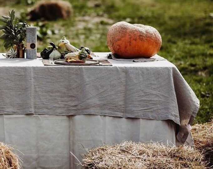 Large Linen Tablecloth - Thanksgiving Linen Tablecloth - Grey Tablecloth - Wedding Tablecloth - Elegant Tablecloth - Christmas Tablecloth