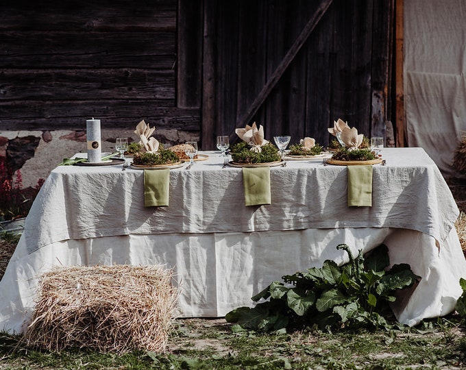 Gray Linen Tablecloth - Washed Grey Linen Tablecloth - Softened Linen - Gray Rustic Linen - Rustic Wedding Tablecloth - Easter tablecloth