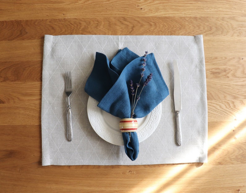 Blue Linen Napkin Set of 6 8 10 of organic flax. Pure Linen Napkins. Narural Linen Napkins. Elegant Christmas Napkins. Easter Table Decor image 7