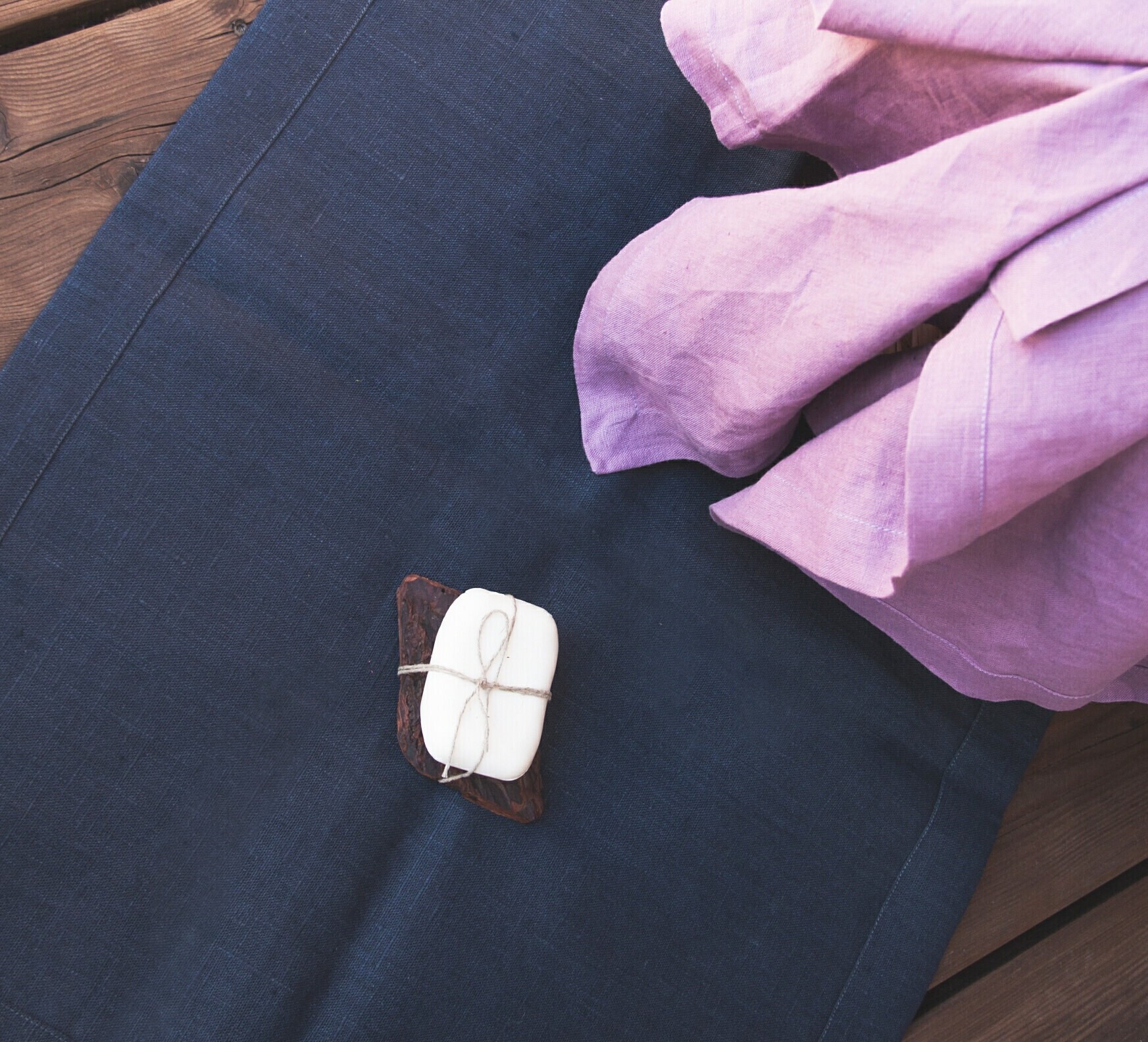 Natural Linen Mat Linen doublelayered mat Dark gray linen Linen