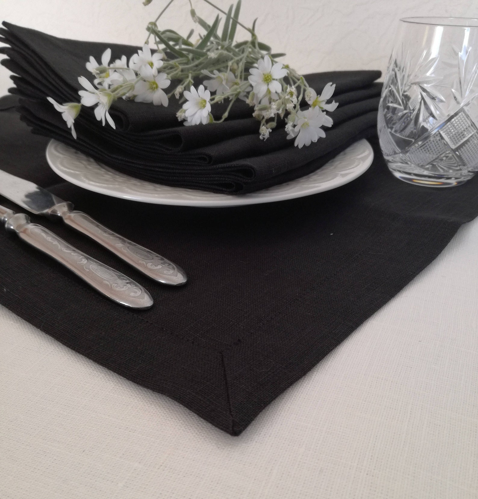 Black Table Linens For Sale