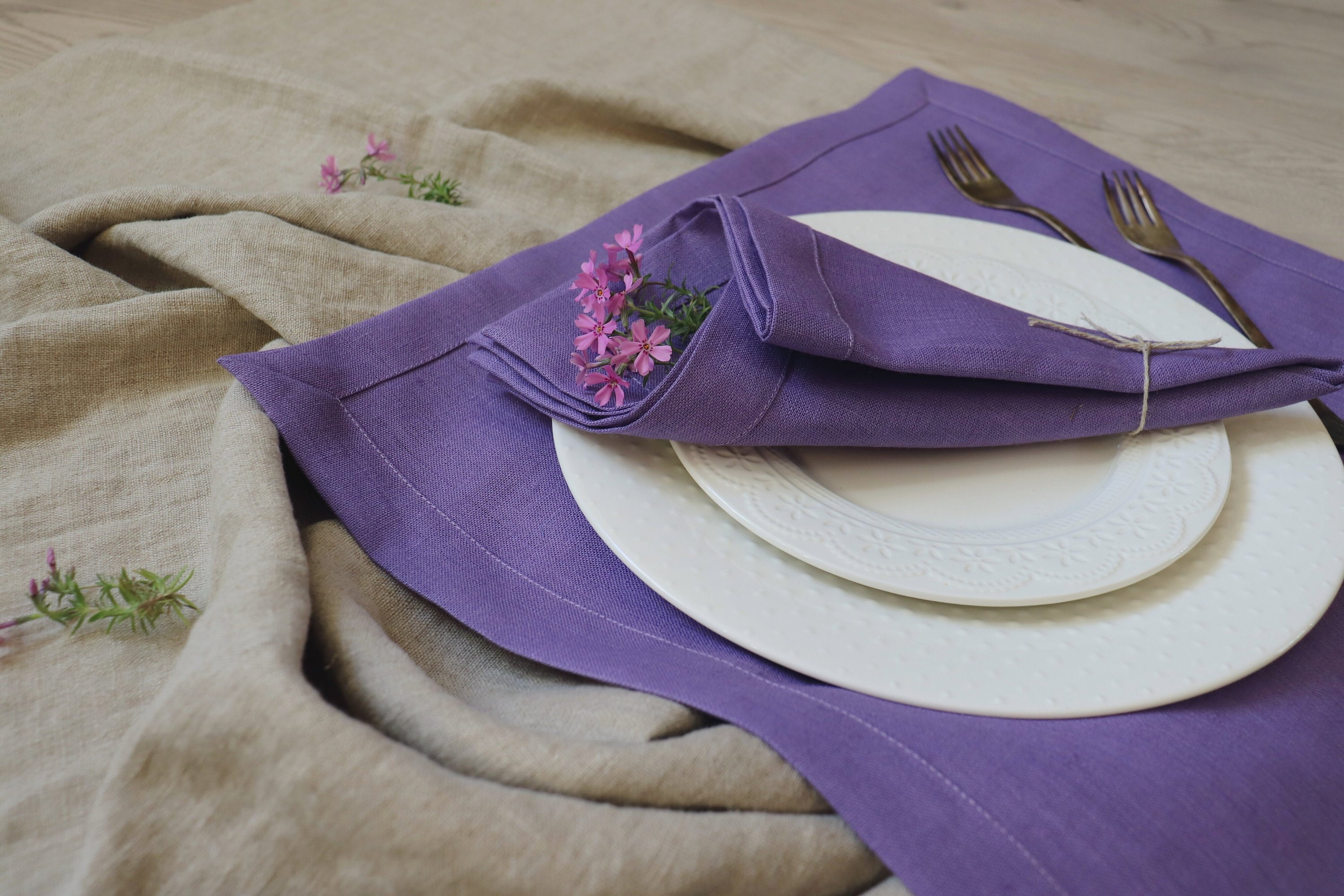 Linen Napkins Set Of 12“ Lavender Cloth Napkins 100% European Flax