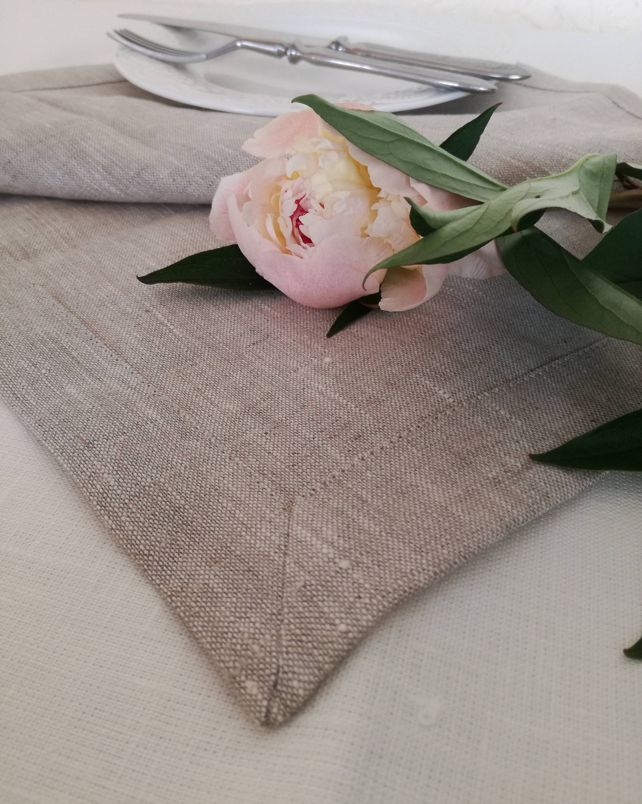 Pure Linen Placemat Set of 6 8 10 in light grey. Natural linen