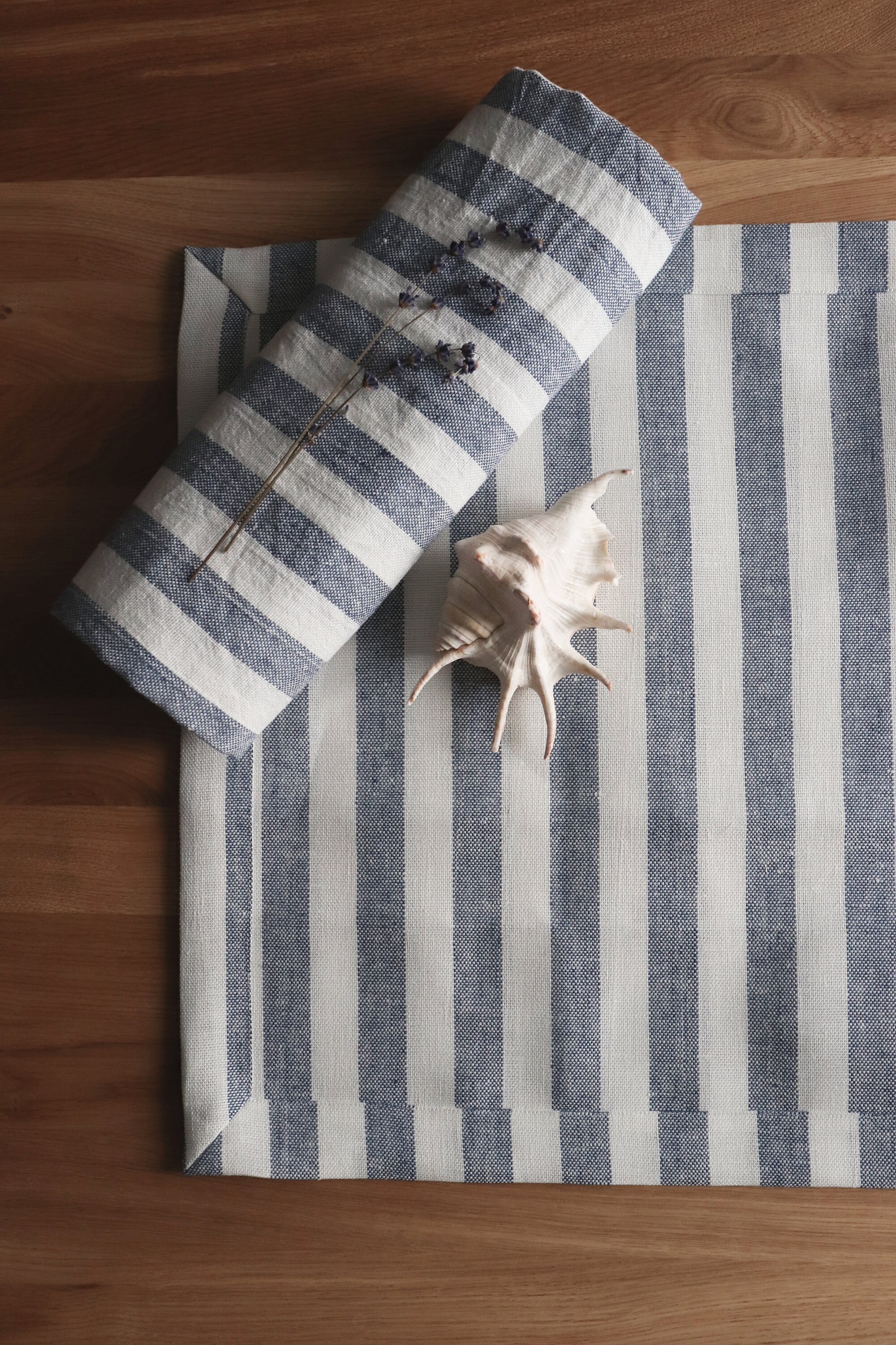 Striped linen mat made of natural linen flax Doublelayered Etsy