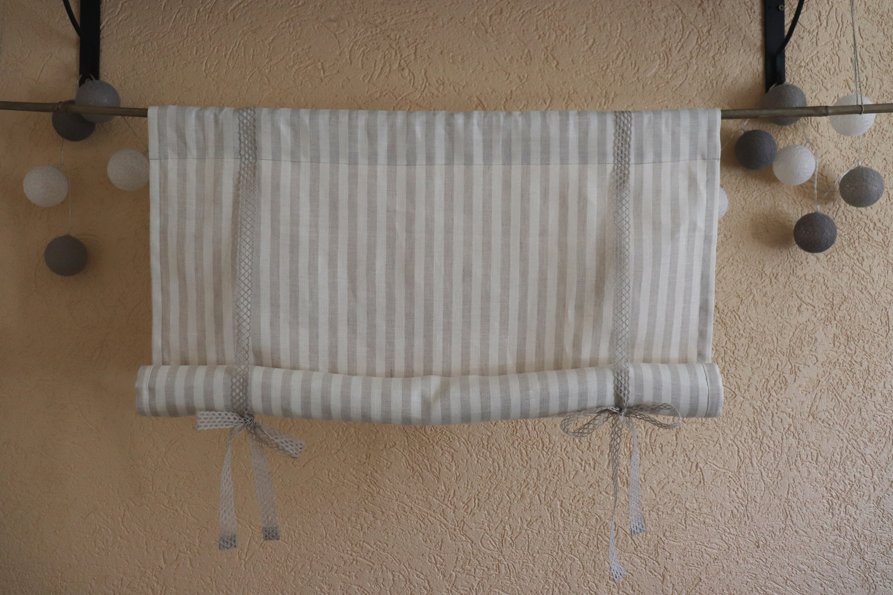 Cost for shipping Striped Linen Roll Up Blind, Tie up blind, Linen tie