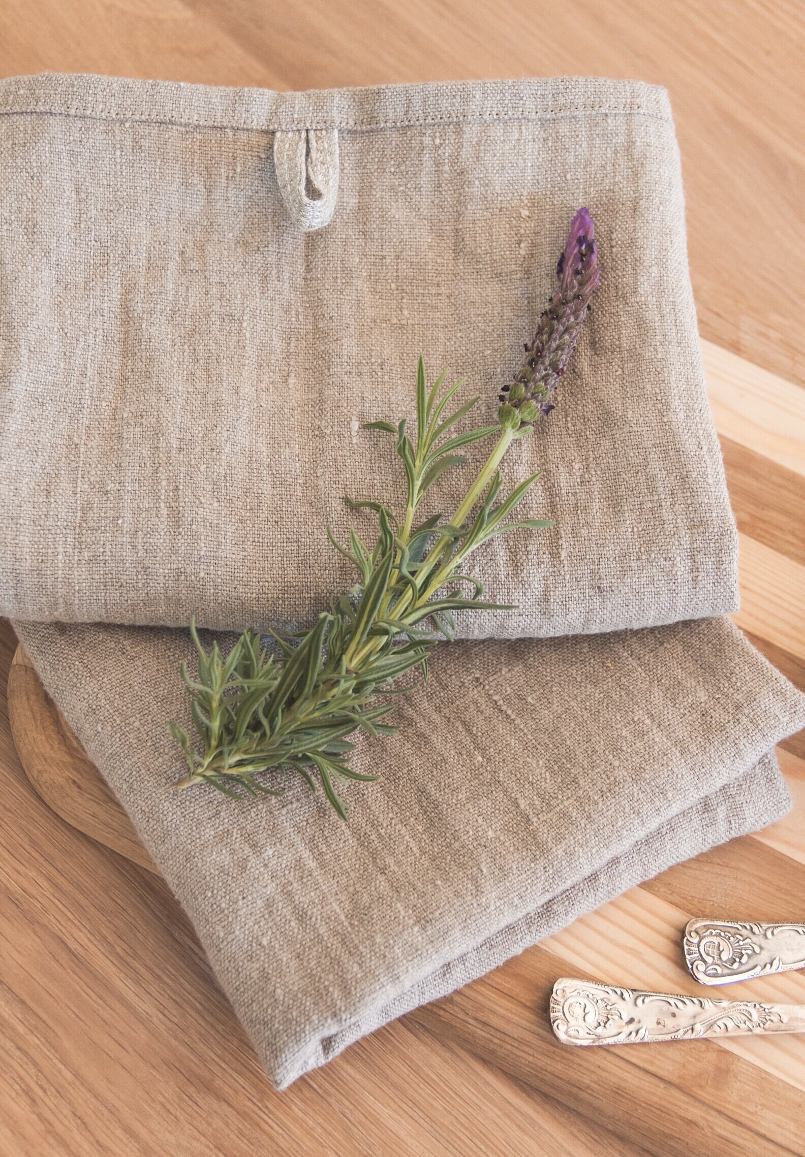 Light Grey Linen Tea Towels for Kitchen. Eco Friendly Natural Dish