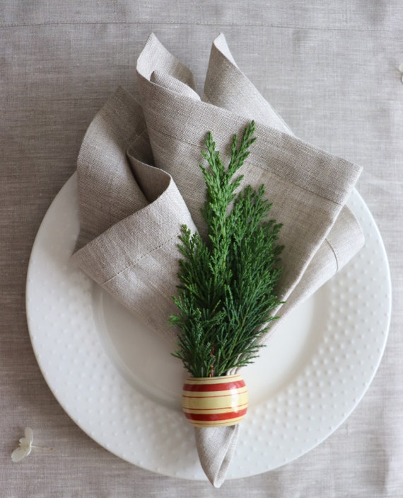 Table Setting Natural Linen Napkins Set of 12 Reusable Napkins