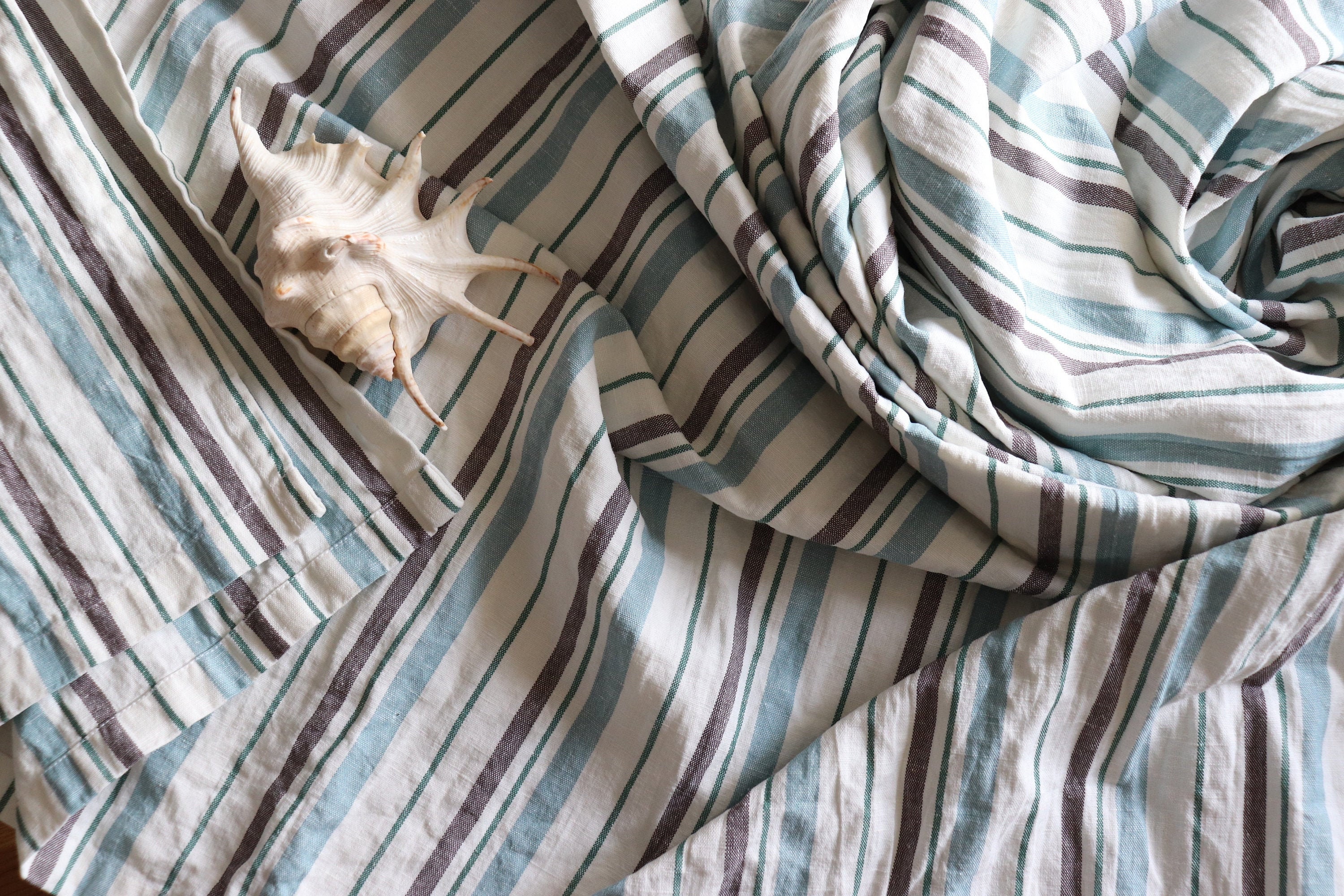 Striped linen blanket sale