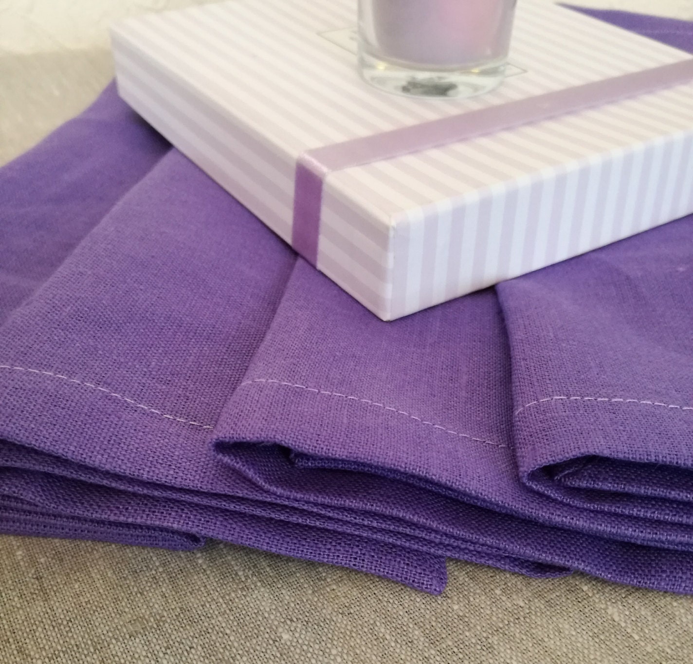 Linen Napkins Set Of 12“ Lavender Cloth Napkins 100% European Flax