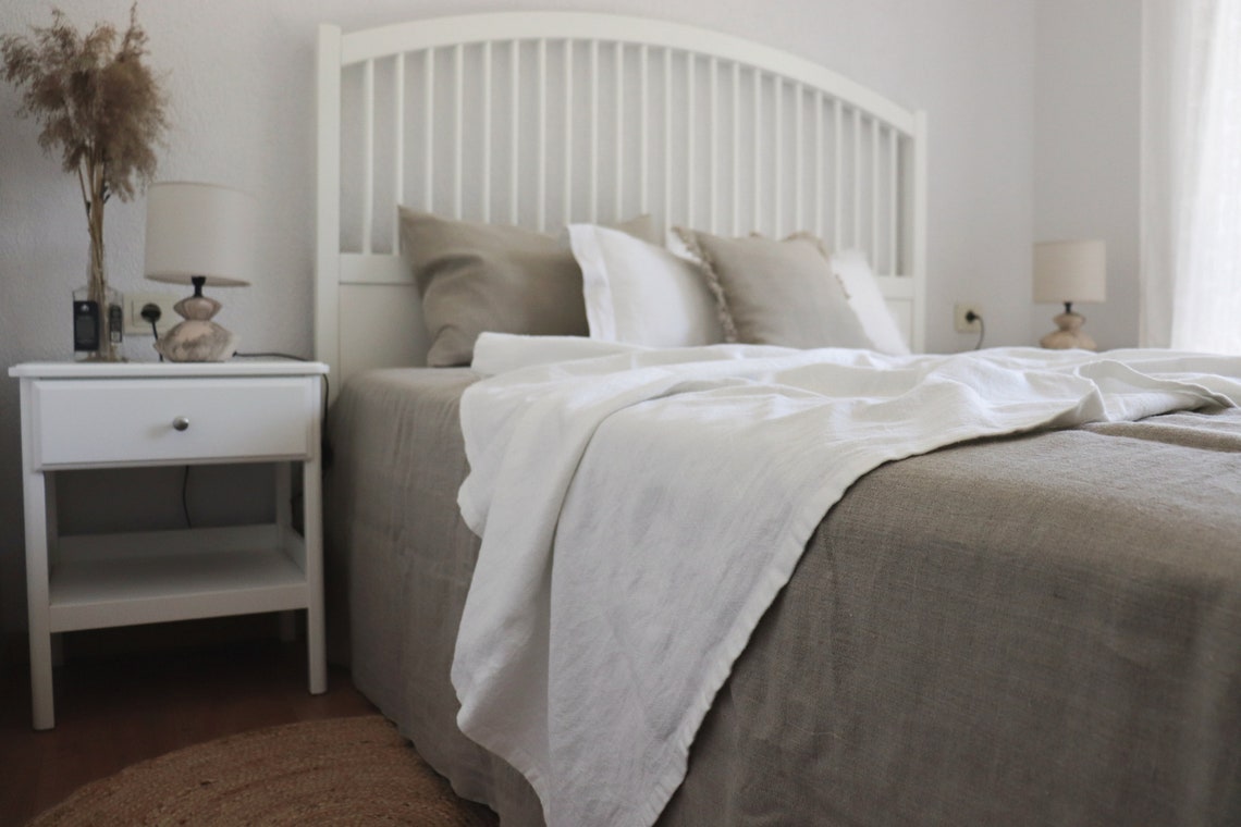 White Pure Linen Blanket Linen Throw Blanket Linen Bed Etsy