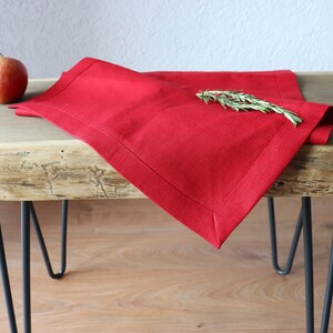 Red Linen Table Runner Christmas Table Runner Natural Linen Table Runner Red Table Runner Valentine's Day Table Christmas Decor image 6