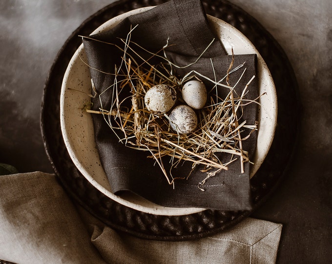 Dinner Cloth Napkins Set of 8 12. Dark Gray Linen Napkins. Natural Linen Napkin. Elegant Linen Napkin. Easter Linen Napkins. Christmas table