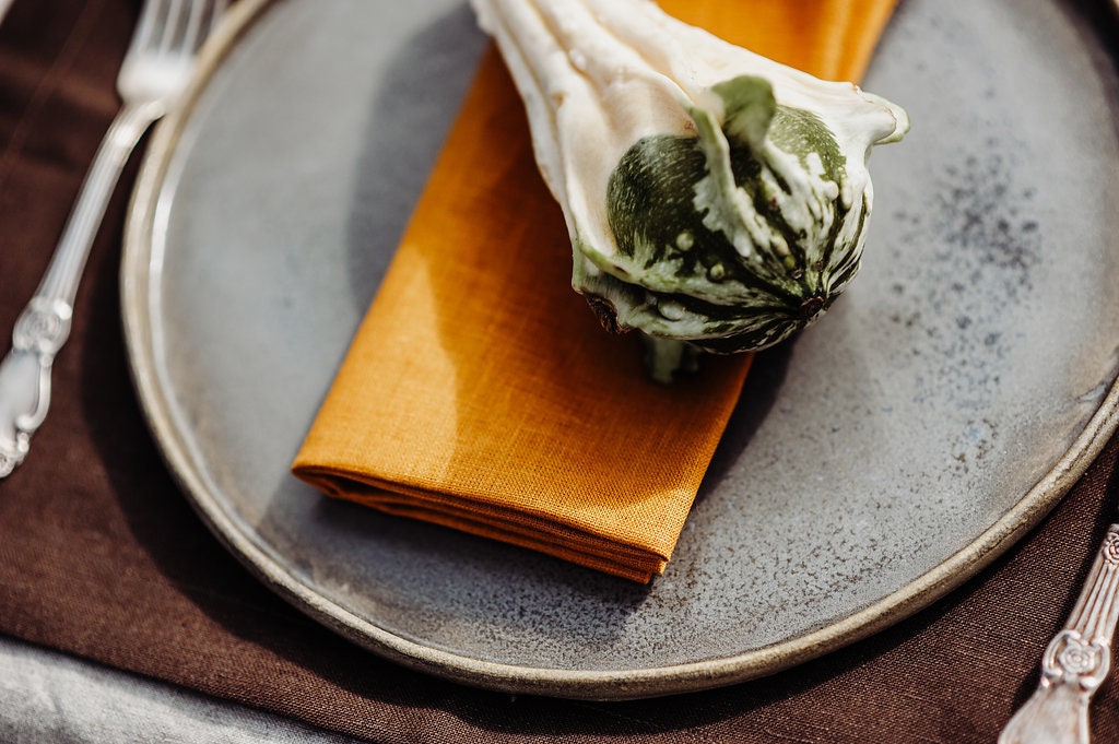 Mustard linen napkins set 6 8 10 12 of natural flax. Modern marigold linen  napkins of organic flax. Linen napkins for Christmas table decor