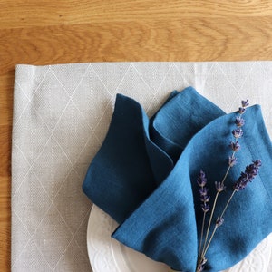Blue Linen Napkin Set of 6 8 10 of organic flax. Pure Linen Napkins. Narural Linen Napkins. Elegant Christmas Napkins. Easter Table Decor image 8