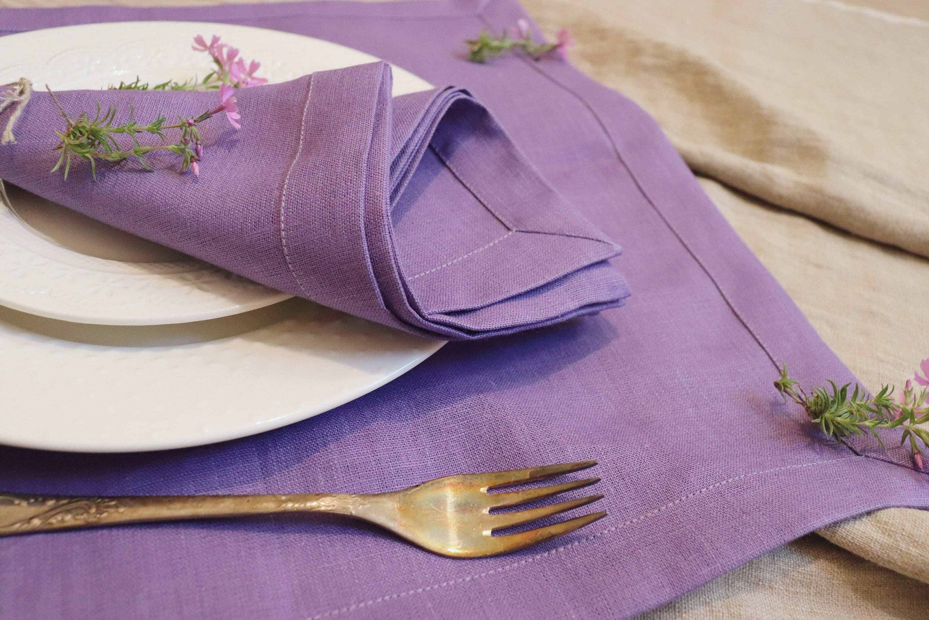 Linen Napkins Set Of 12“ Lavender Cloth Napkins 100% European Flax