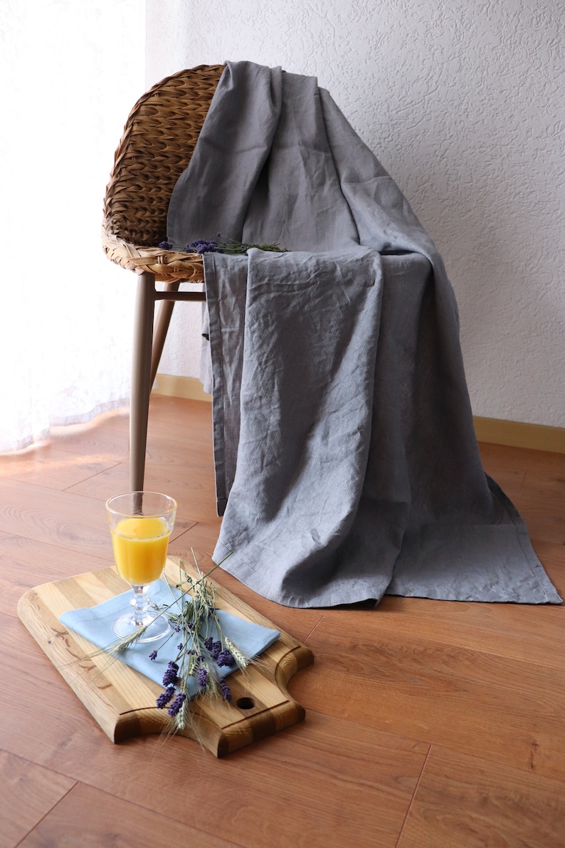 Summer Linen Blanket Softened Linen Throw Blanket Linen Blanket in gray color of natural flax Beach Linen Blanket Thick Linen Bed Cover