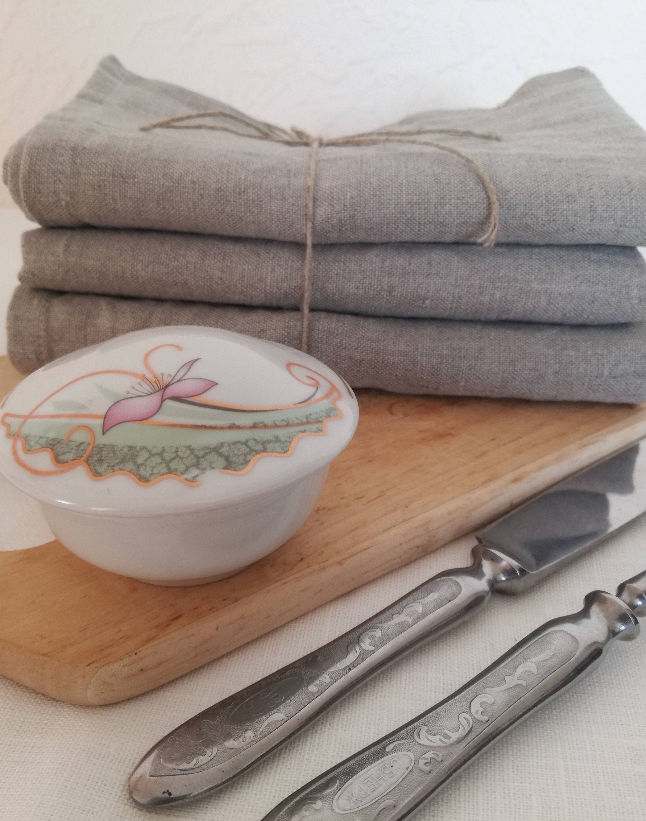 Natural Linen Tea Towel Set of 4 Pure Linen Dish Towels Organic