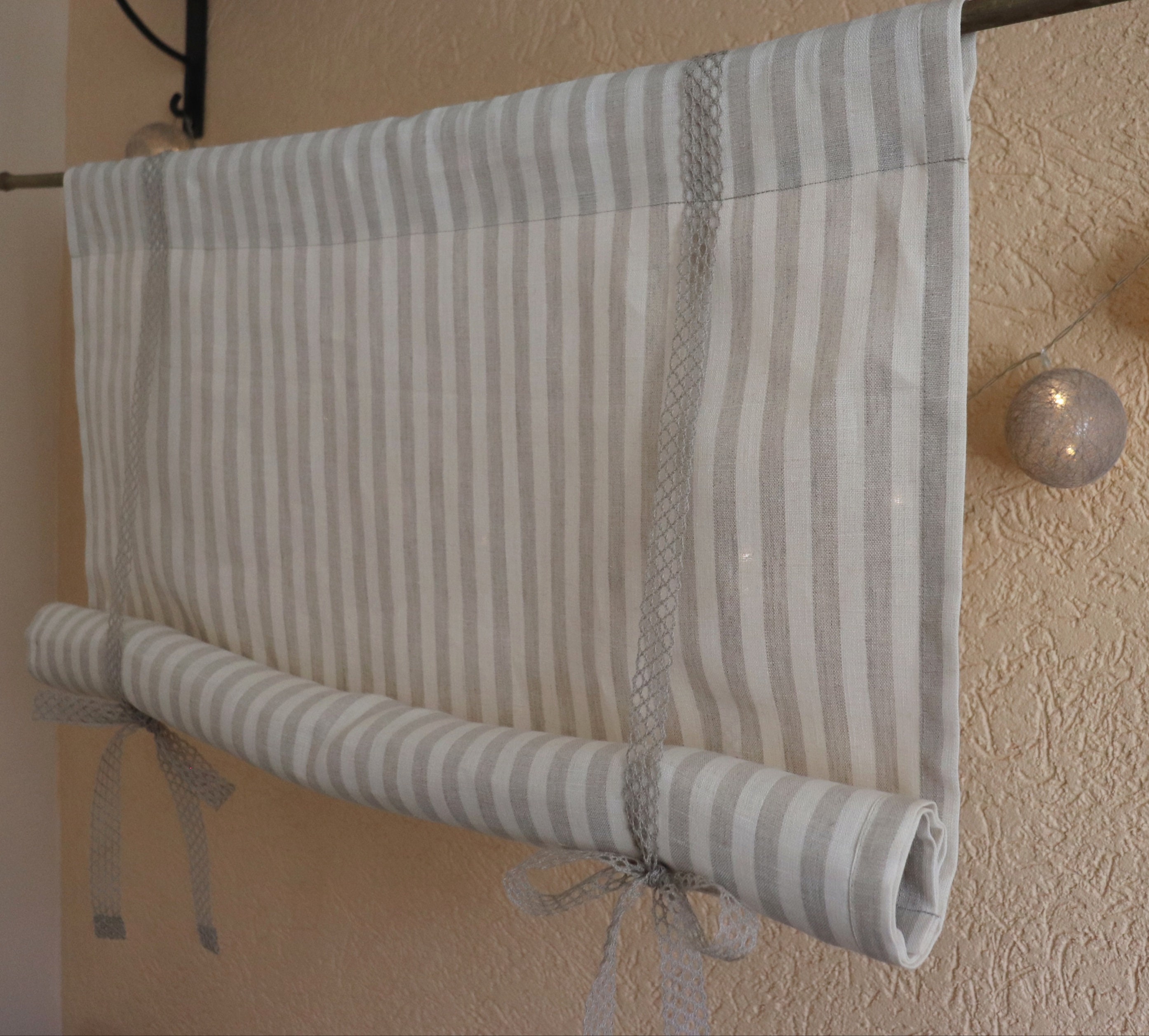 Cost for shipping Striped Linen Roll Up Blind, Tie up blind, Linen tie