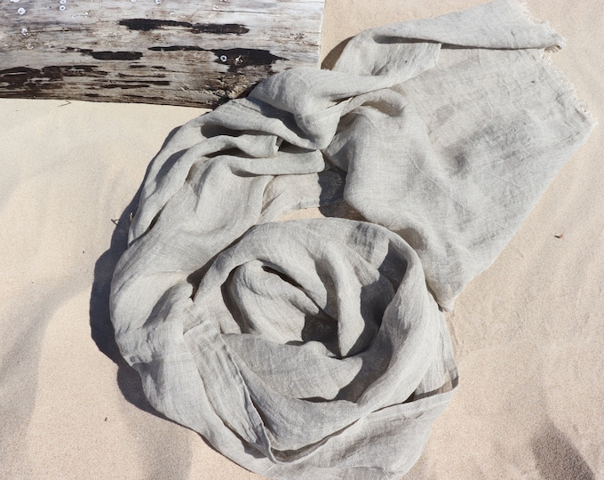 Organic Linen Scarf of Softened Flax, Pure Linen Shawl, Natural Linen Wrap, Softened Linen Scarf, Unisex Scarf, Wedding Linen Shawl, Gift