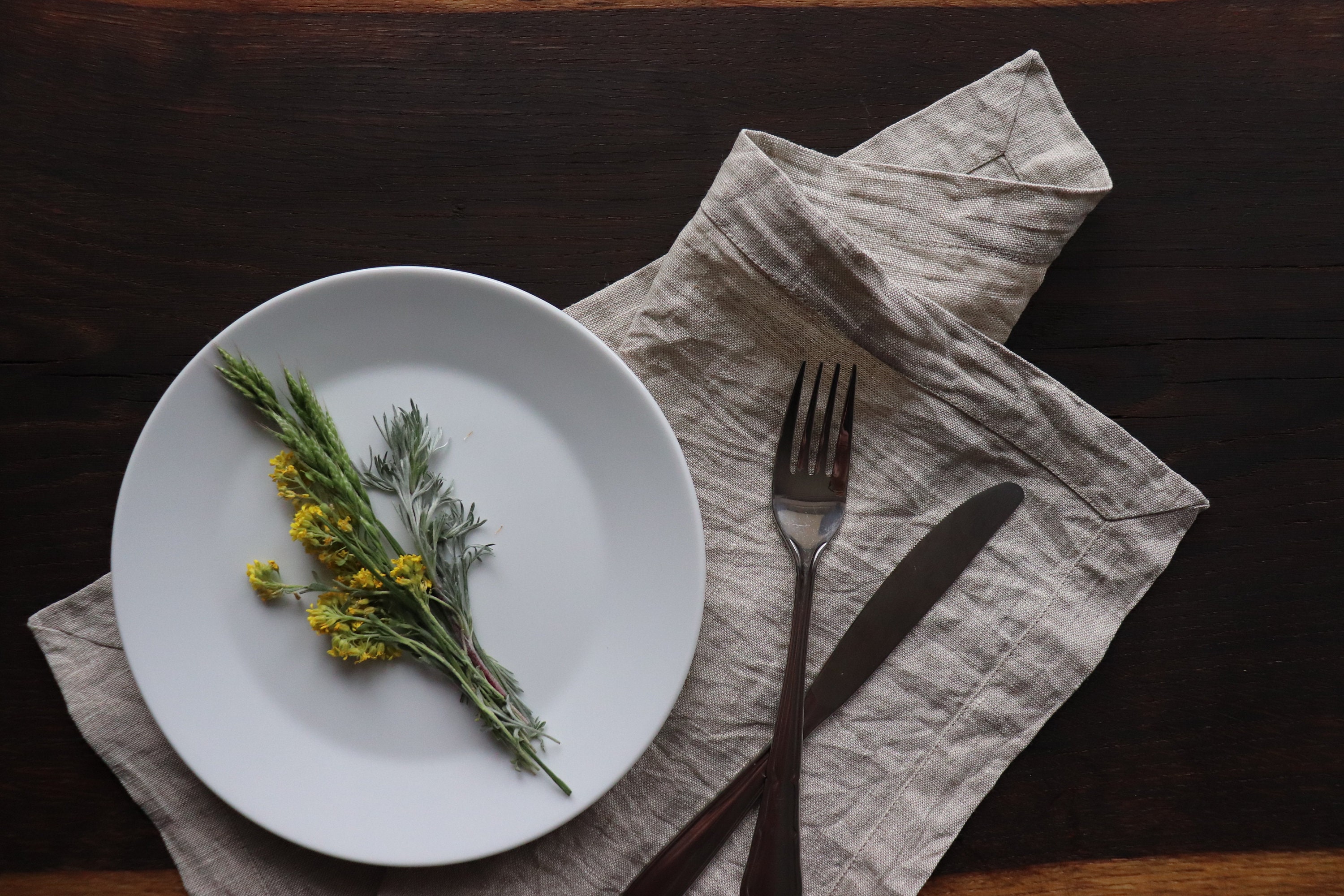 Grey napkin set of washed linen flax. Wedding linen napkins. Elegant napkins.  Easter table decor. Christmas linen napkins. Rustic napkins