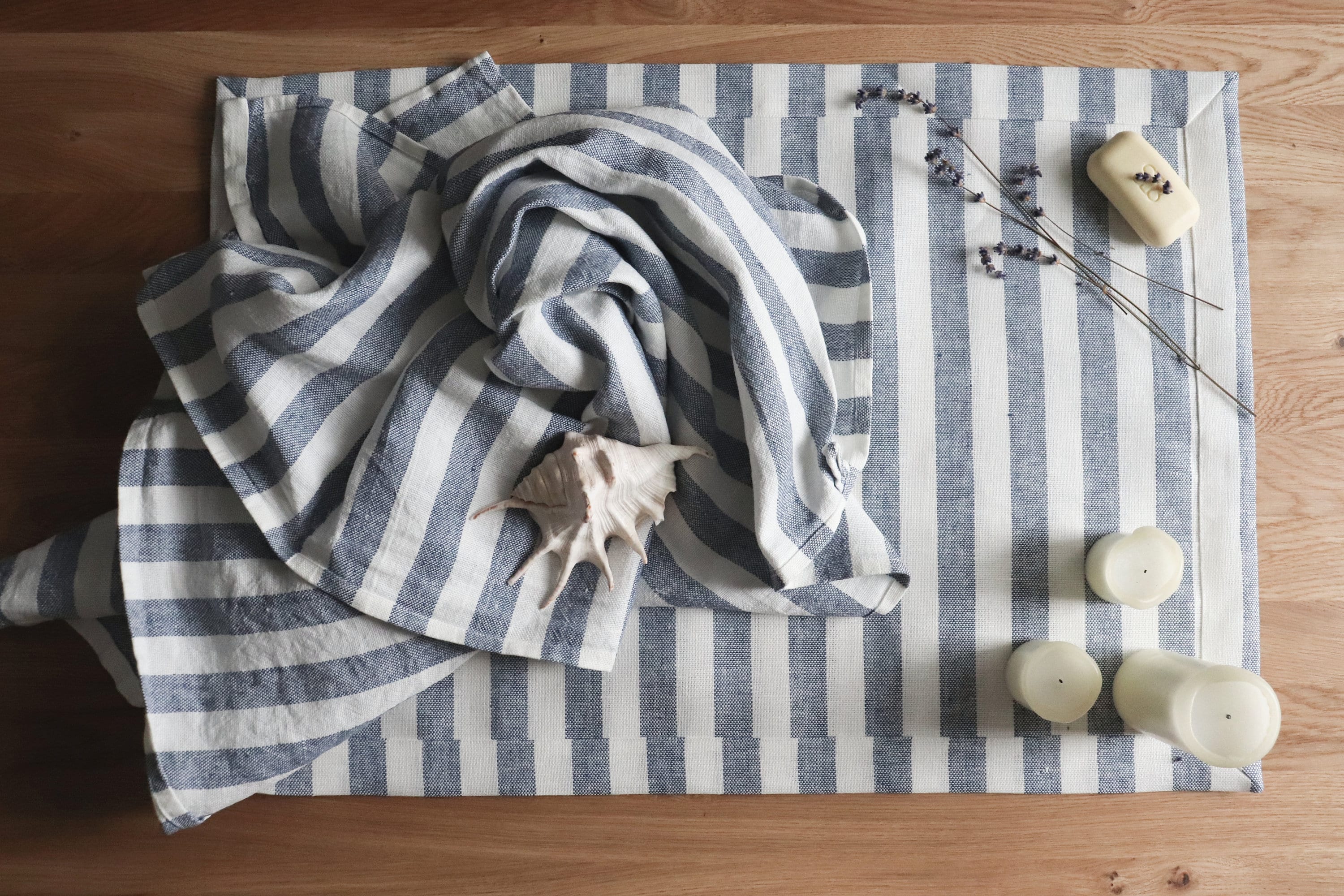 Striped linen bath towel, Pure linen towel, Travelling linen