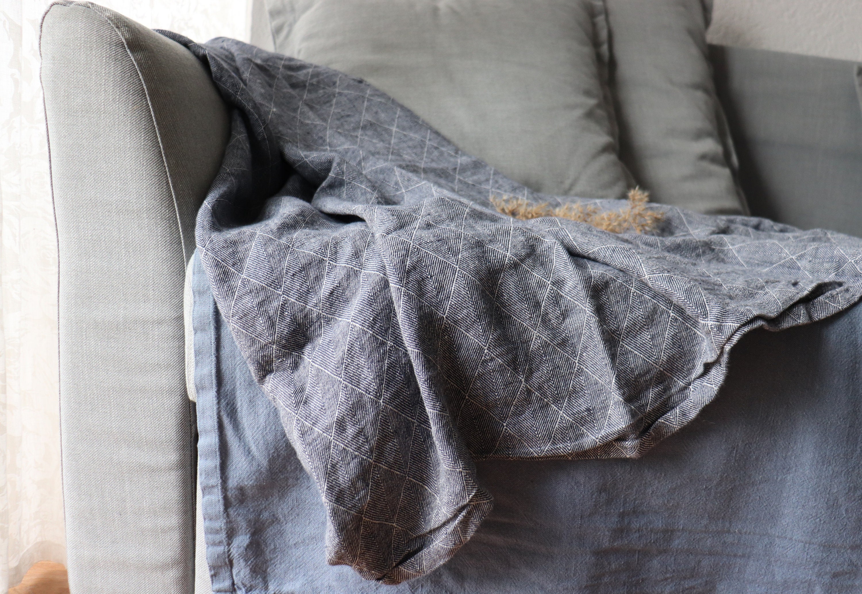 Pure linen blanket hot sale