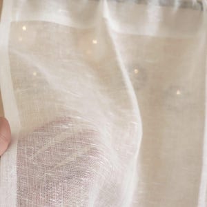 White Linen Curtain - Sheer Linen Curtain - Bathroom Window Linen Curtain - Kitchen Panel - Light Privacy Window Shad - Linen Cafe Curtain