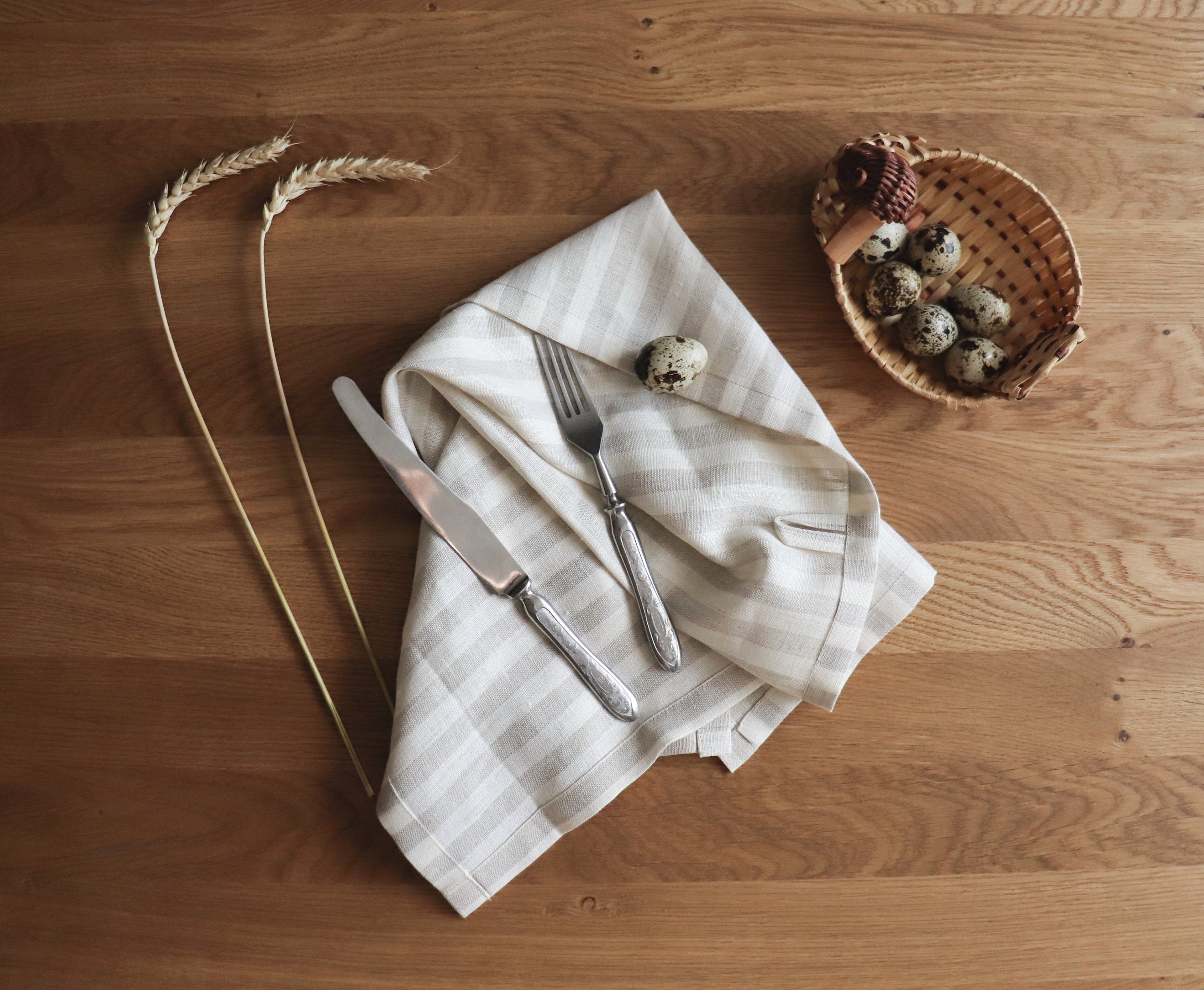 Set of 6 Striped Linen Tea Towels, Flax Dish Towel,blue and Grey Linen  Kitchen Towel,natural Handmade Linen Towels,rustic Linen Hand Towels 