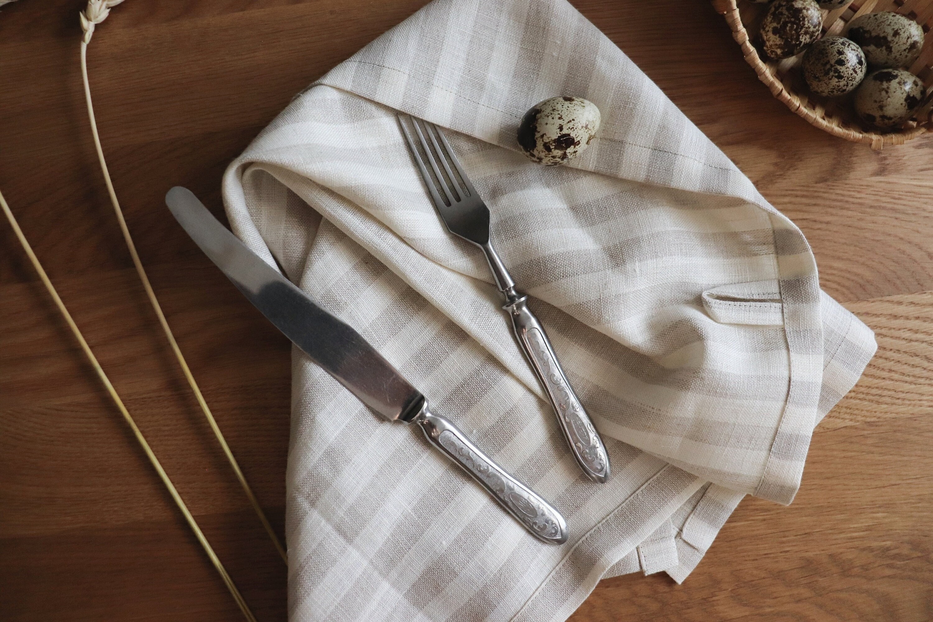 Set of 6 Striped Linen Tea Towels, Flax Dish Towel,blue and Grey Linen  Kitchen Towel,natural Handmade Linen Towels,rustic Linen Hand Towels 