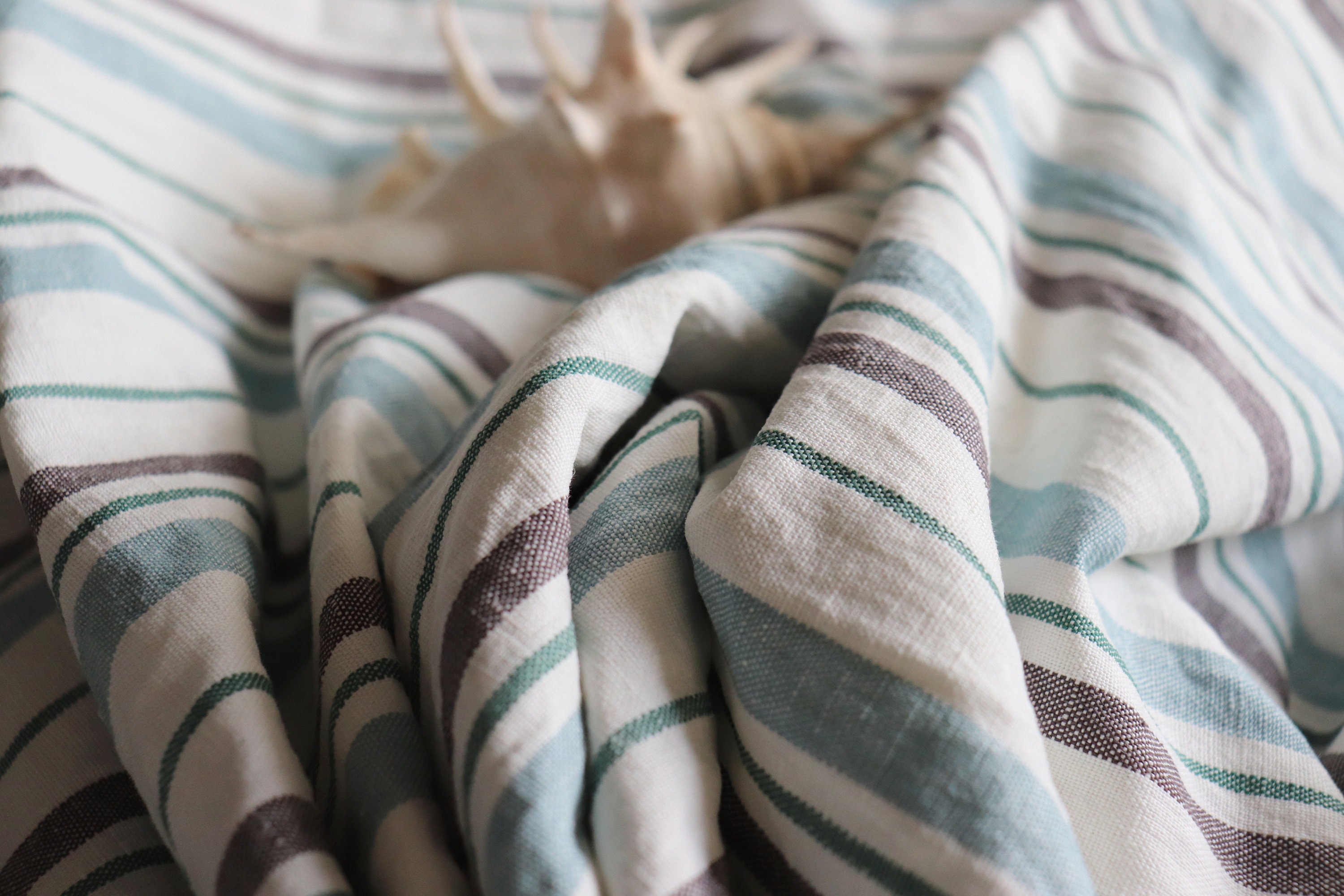 Striped linen throw blanket sale