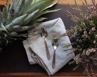 Waffle washcloth set of 3 made of natural linen flax,  Black linen dish towels, Pure linen dishcloths, Linen tea towels, Linen hand towels