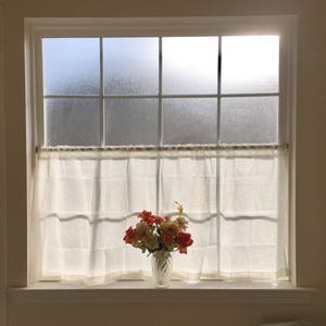 White Linen Curtain Sheer Linen Curtain Bathroom Window Linen Curtain Kitchen Panel Light Privacy Window Shad Linen Cafe Curtain image 10