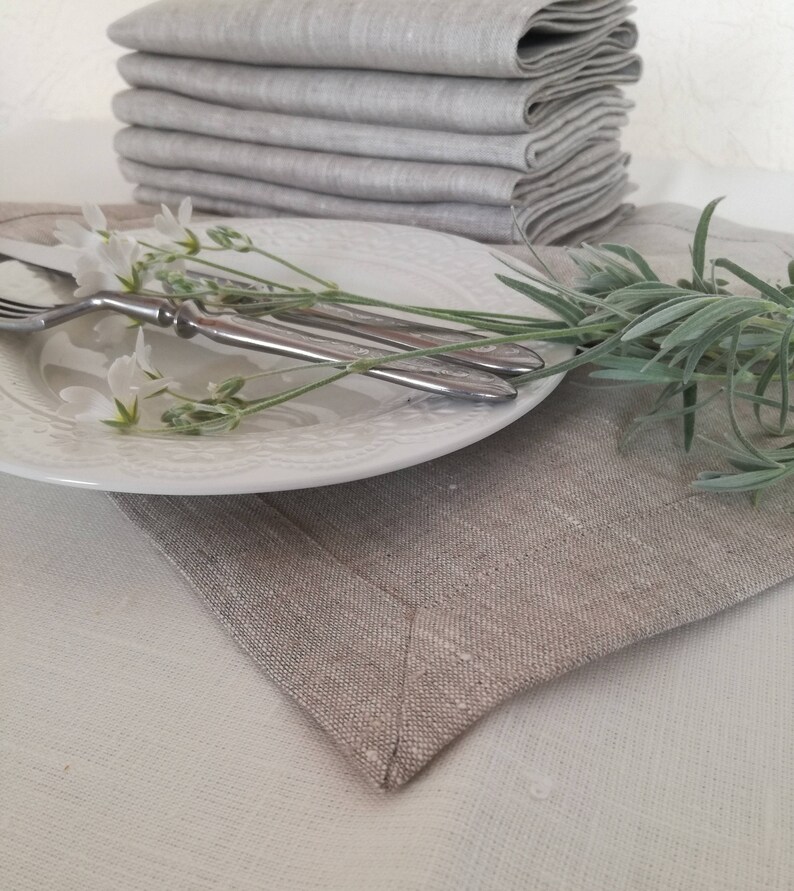 Pure Linen Placemat Set of 6 8 10 Light Grey Linen Placemat Etsy
