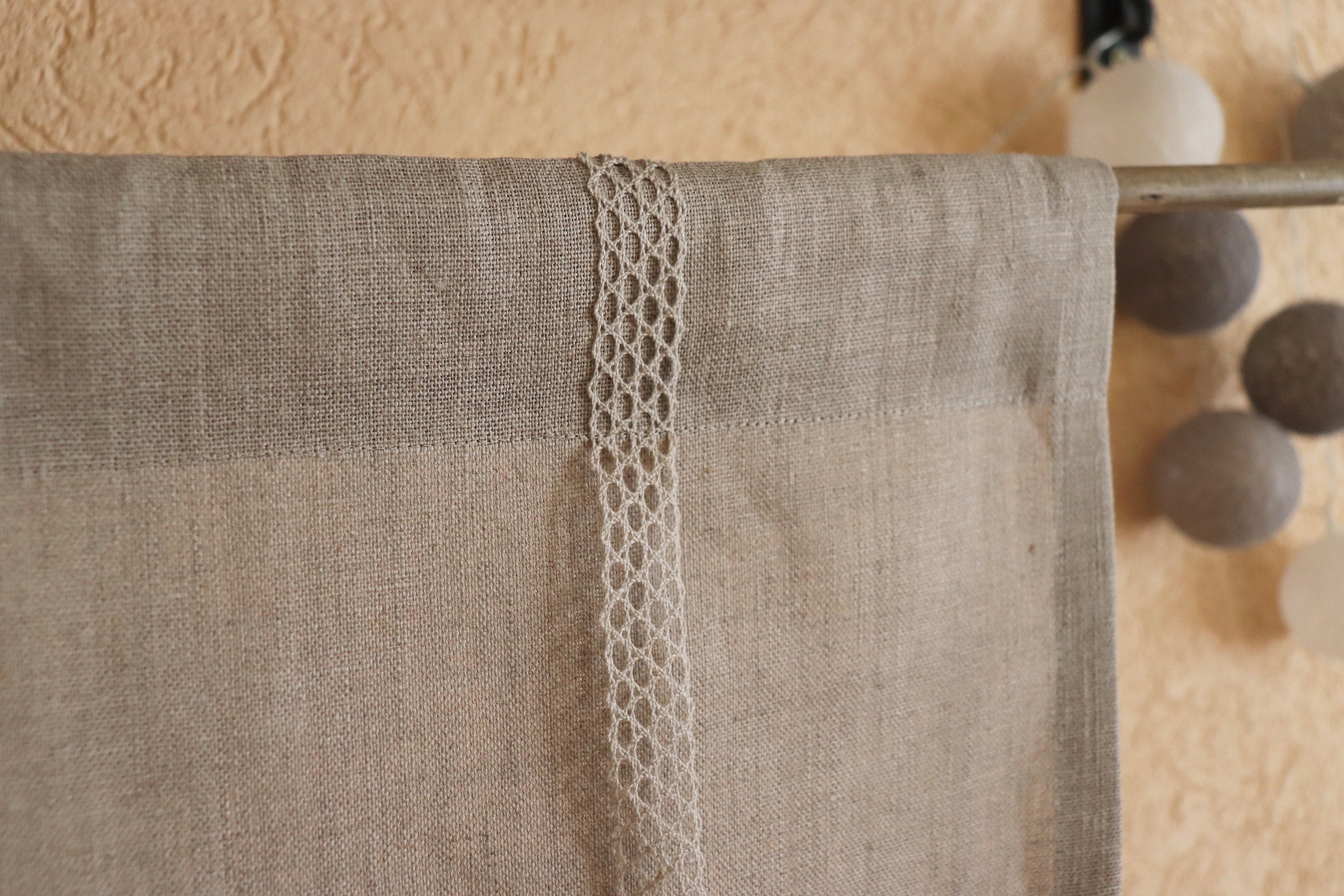 Linen roll up blind in natural grey, Tie up blind, Linen tie up curtain