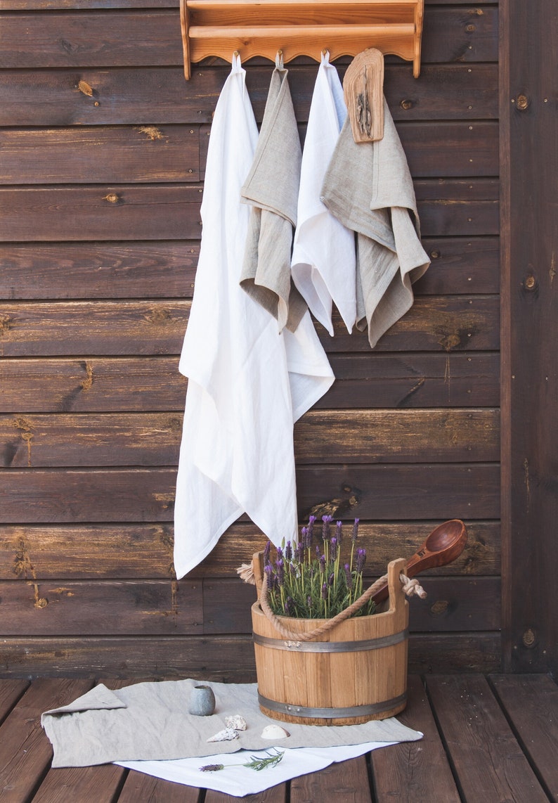 Home SPA bath towel set Organic Towel Set Washed Linen Etsy