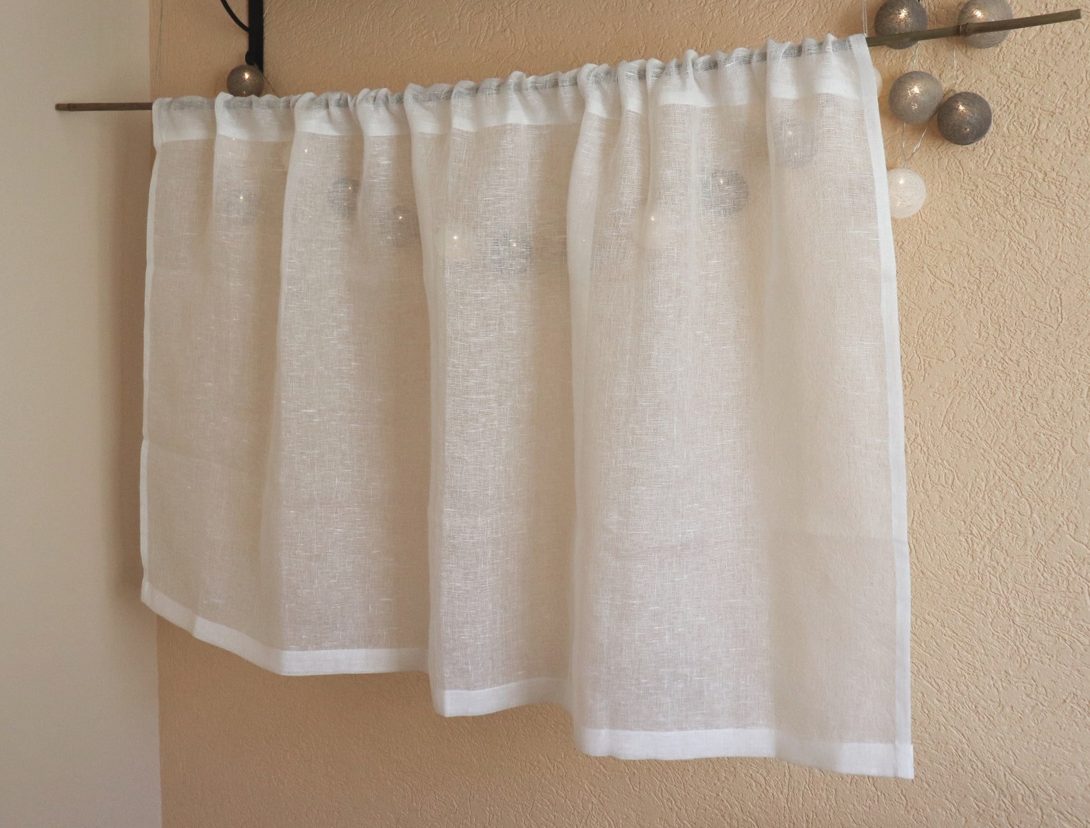 White Linen Curtain Sheer Linen Curtain Bathroom Window | Etsy