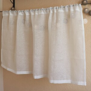 White Linen Curtain Sheer Linen Curtain Bathroom Window Linen Curtain Kitchen Panel Light Privacy Window Shad Linen Cafe Curtain image 3