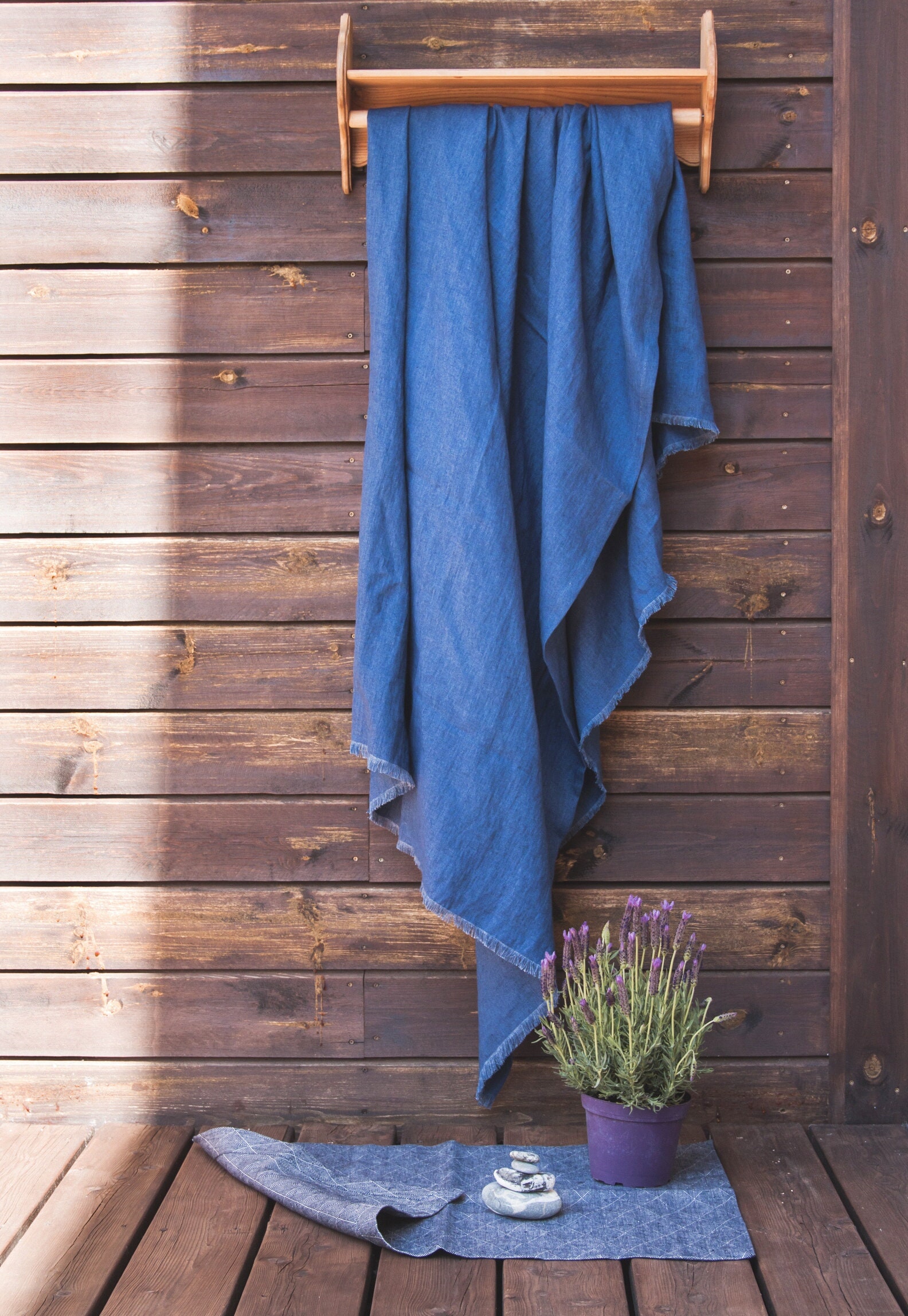 Thick Linen Mat Rug Natural Linen Blue linen bath mat Sauna mat Door Mat Bath linen