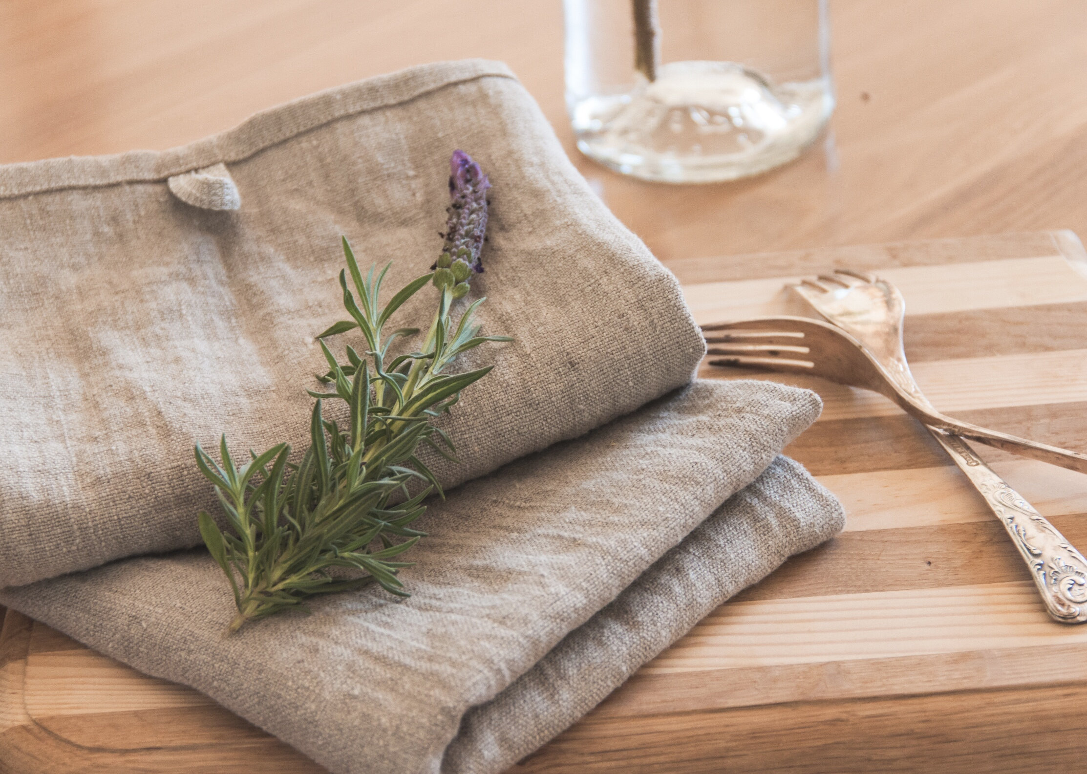 Natural Linen Tea Towel Set - Natural Grey Hand Towels - Softened