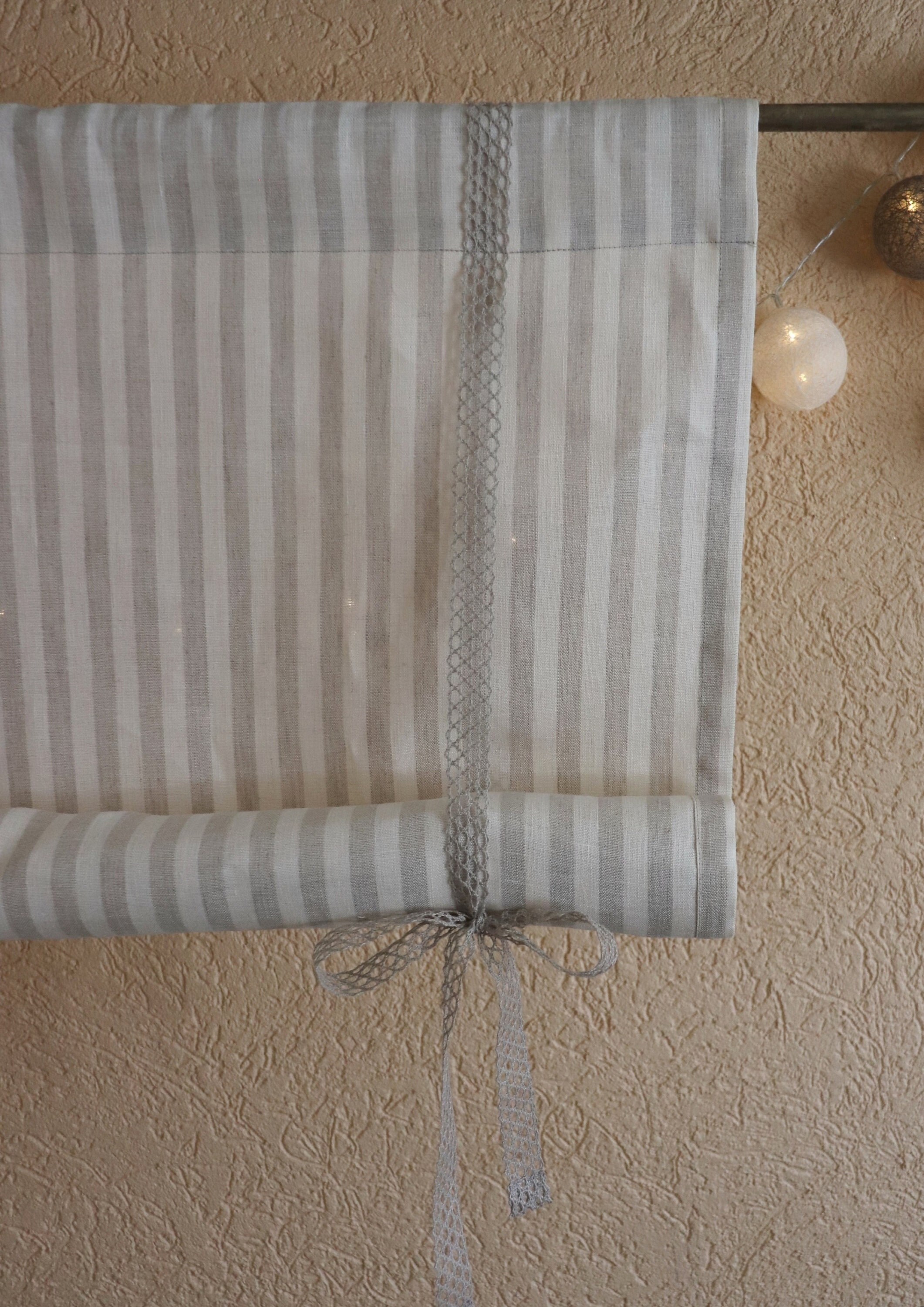 Cost for shipping Striped Linen Roll Up Blind, Tie up blind, Linen tie