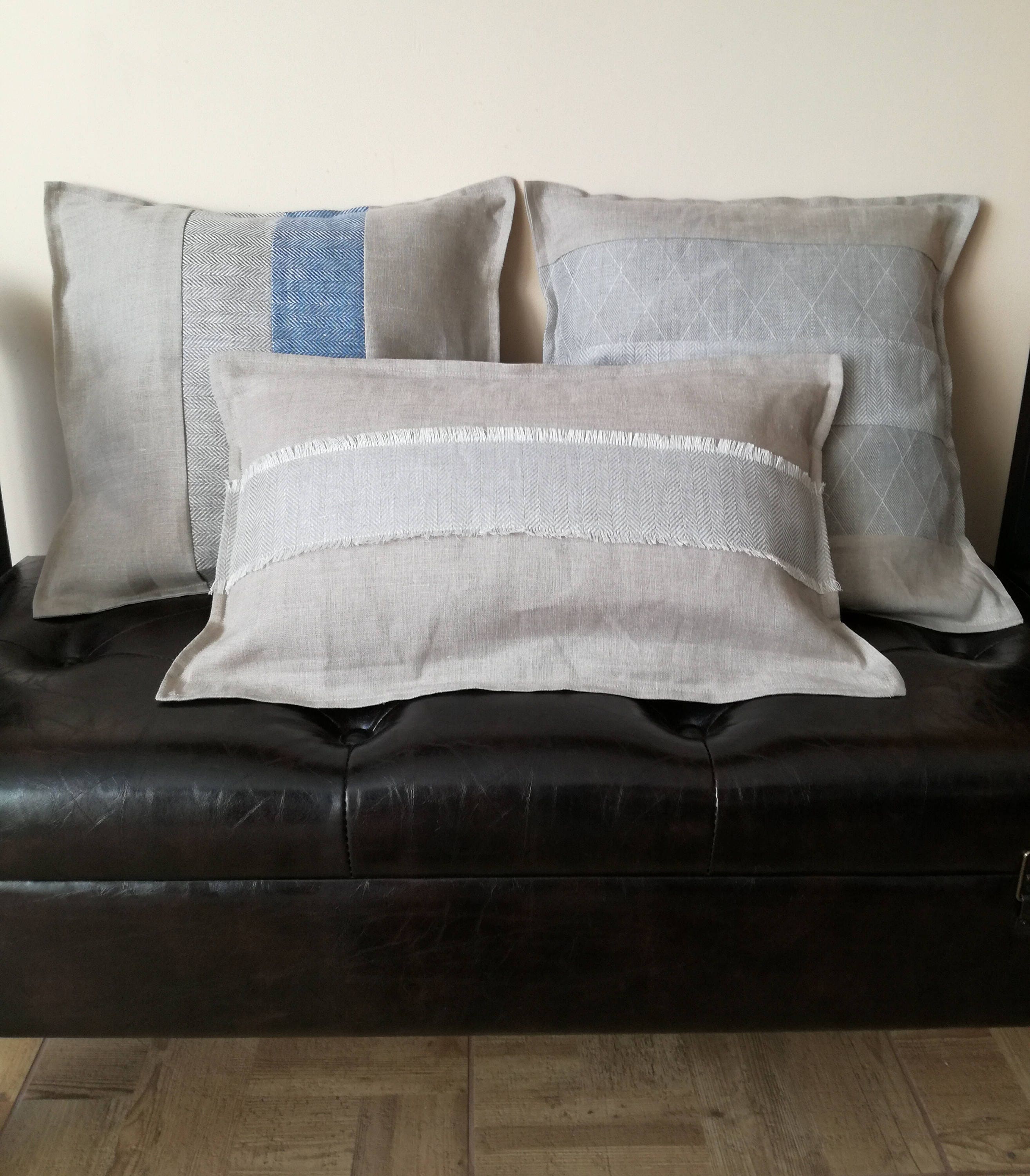 Gray Linen Pillow Set Pure Linen Collection Of Throw Pillows