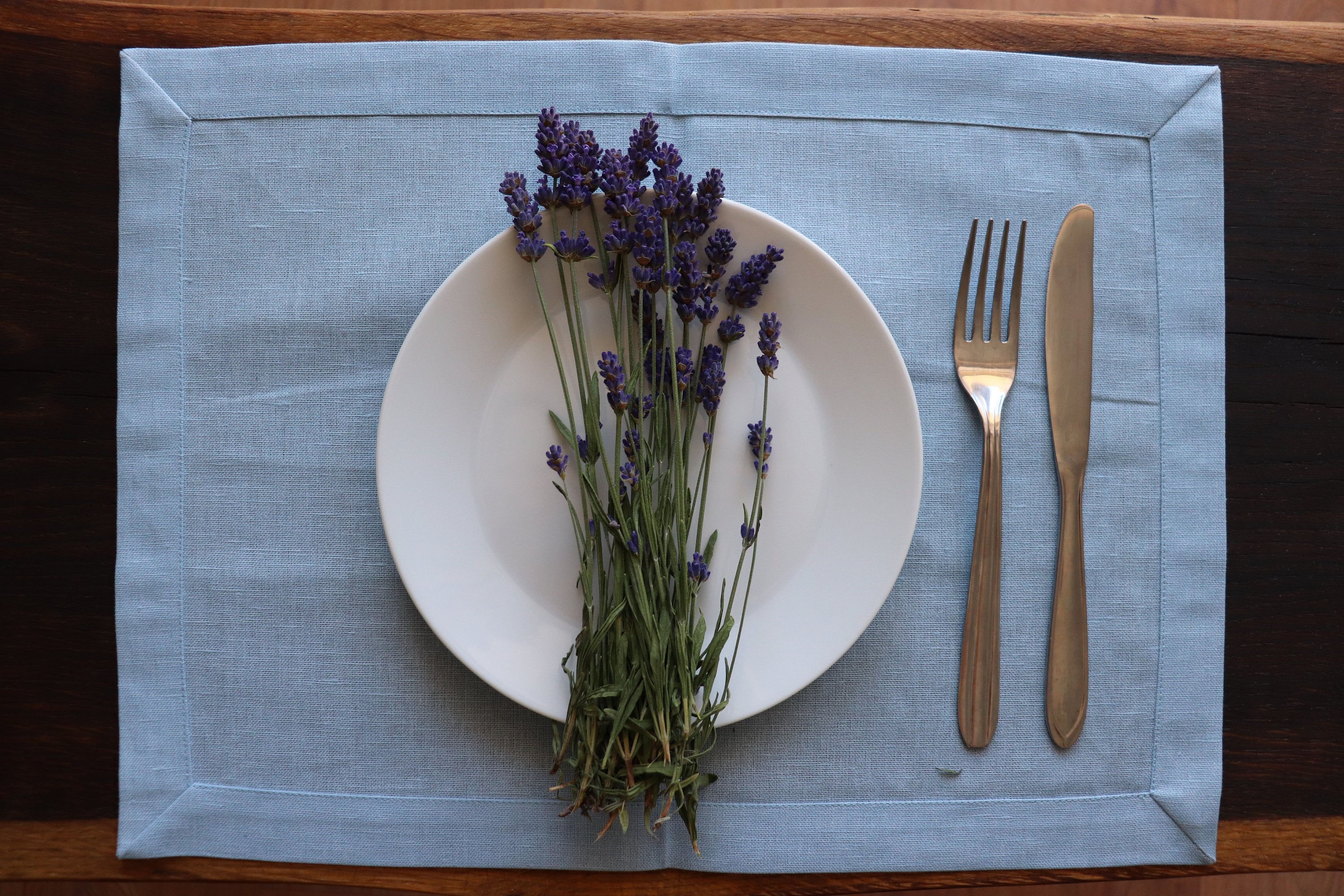 Blue Linen Placemat Set of 6 8 10 - Light Blue Linen ...