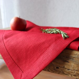 Red Linen Table Runner Christmas Table Runner Natural Linen Table Runner Red Table Runner Valentine's Day Table Christmas Decor image 4